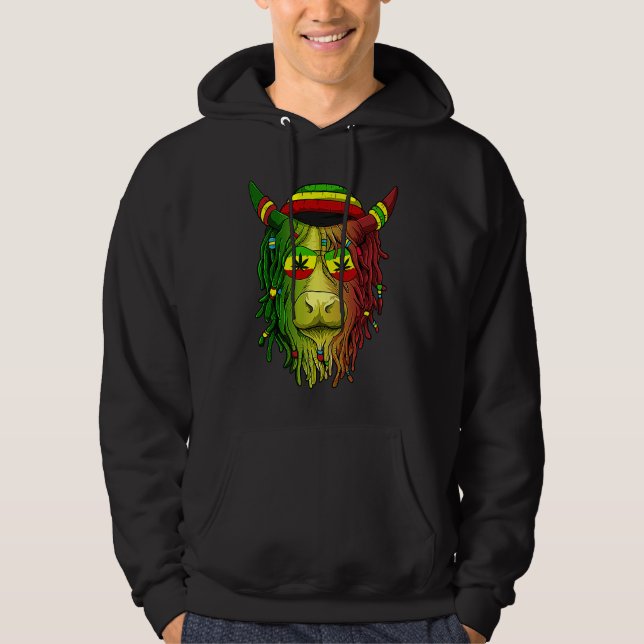 Rasta Scottish Highland Cow  Scottish Stoner Cow Hoodie (Vorderseite)