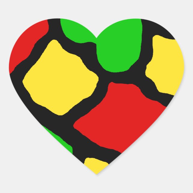 Rasta Spots Herz-Aufkleber (Vorderseite)