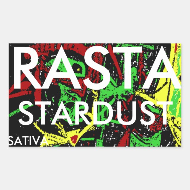 RASTA STARDUST SATIVA RECHTECKIGER AUFKLEBER (Vorderseite)