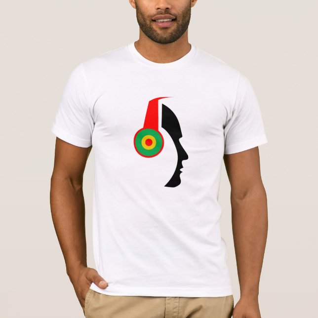 Rasta stellen Silhouettekopfhörer gegenüber T-Shirt (Vorderseite)