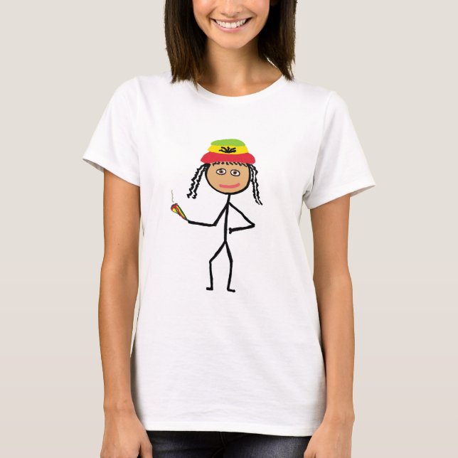 Rasta-Stickfrau T-Shirt (Vorderseite)
