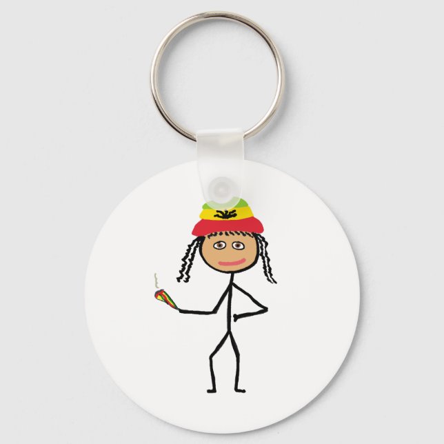 Rasta Stickwoman Schlüsselanhänger (Vorderseite)