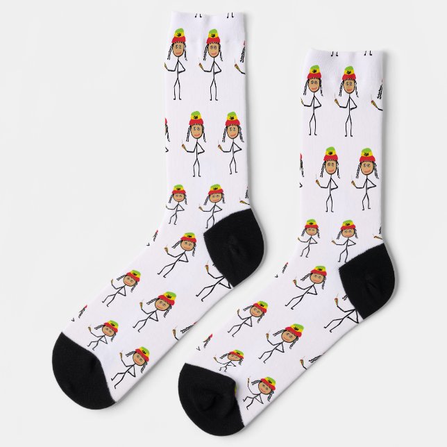 Rasta Stickwoman Socken (Linkes Detail)