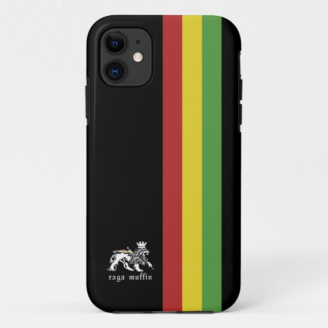 Rasta-Streifen auf Schwarz Case-Mate iPhone Hülle (Rückseite)