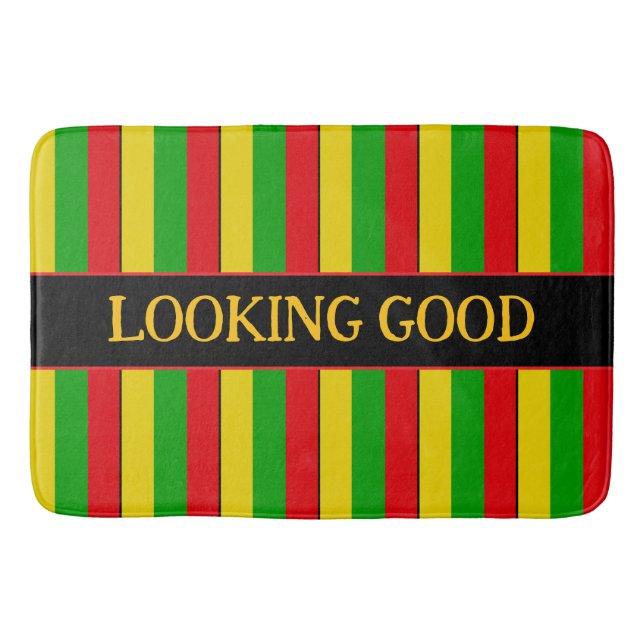 Rasta Striped sehen gutes Zitat Badematte (Vorderseite)