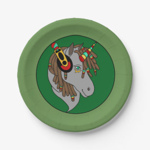 Rasta Unicorn Happy Hippie Music Alternative Fun Pappteller