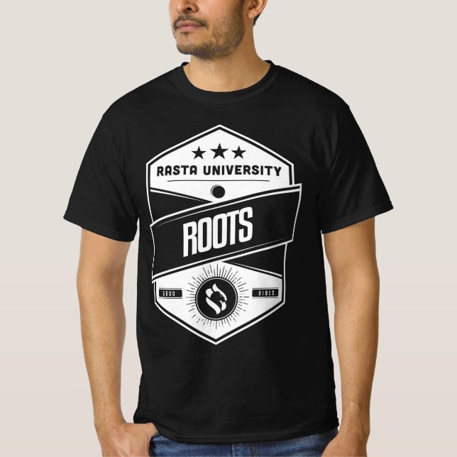 Rasta University Roots Good Vibes Reggae T-Shirt (Vorderseite)