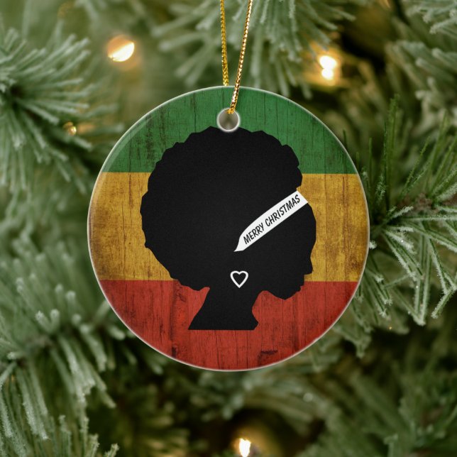 Rasta Woman Merry Christmas Keramik Ornament (Baum)