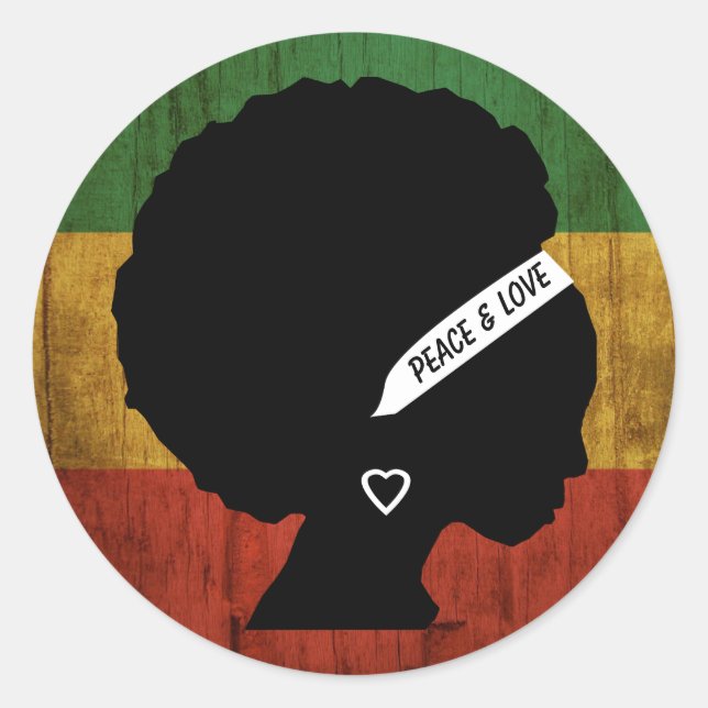 Rasta Woman Peace & Liebe Runder Aufkleber (Vorderseite)