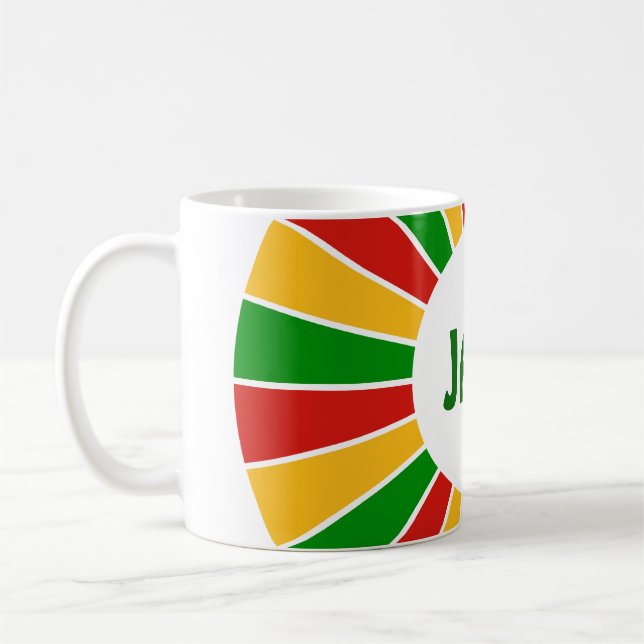 RASTAFARI FLAG BUTTON RAYS + Ihr Zeichen oder Mono Kaffeetasse (Links)