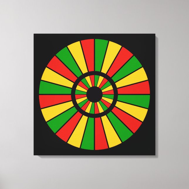 RASTAFARI FLAG BUTTON RAYS + Ihr Zeichen oder Mono Leinwanddruck (Vorderseite)