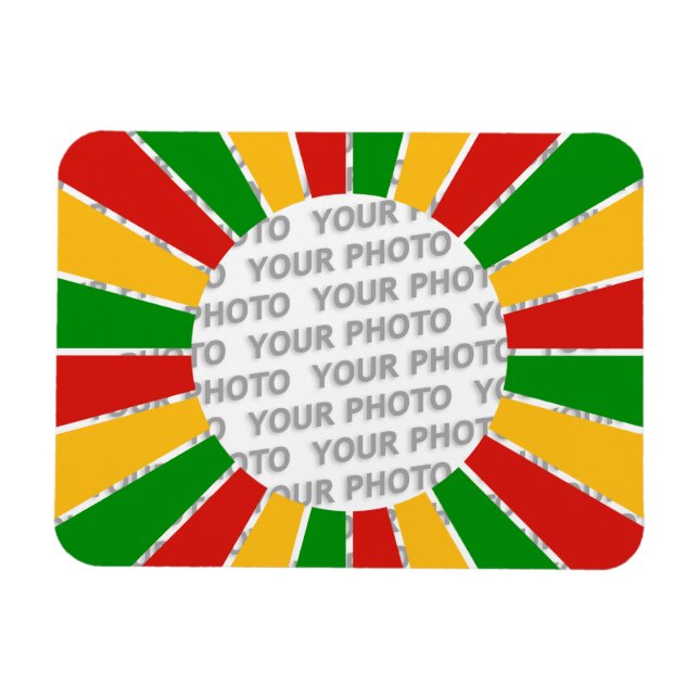RASTAFARI FLAG BUTTON RAYS + Ihr Zeichen oder Mono Magnet (Horizontal)