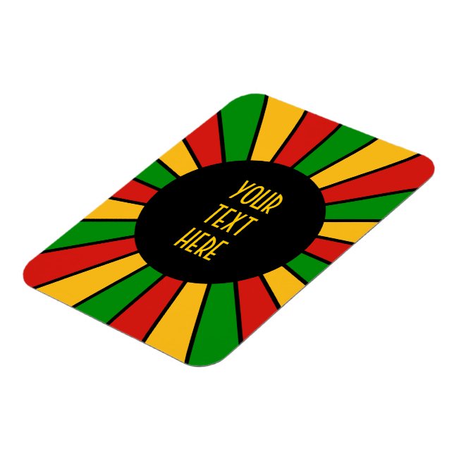 RASTAFARI FLAG BUTTON RAYS + Ihr Zeichen oder Mono Magnet (Linke Seite)