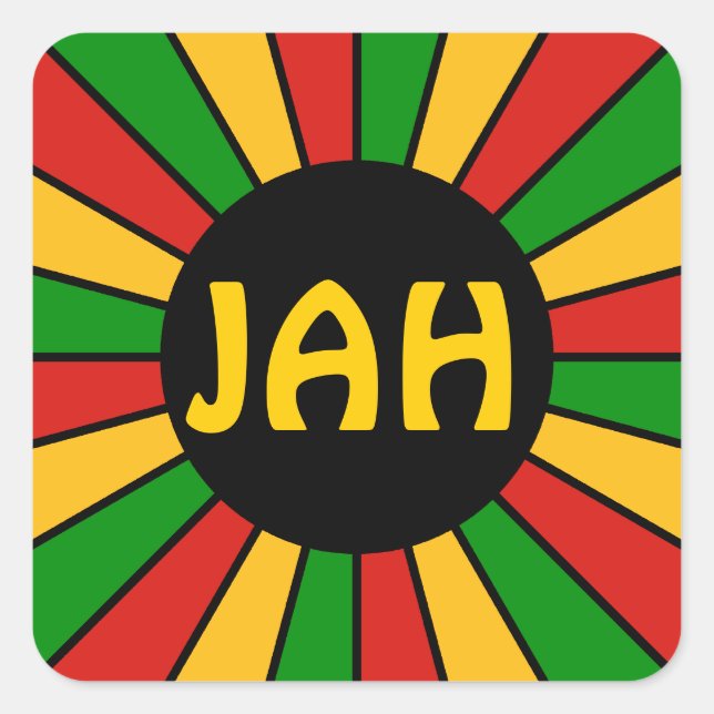 RASTAFARI FLAG BUTTON RAYS + Ihr Zeichen oder Mono Quadratischer Aufkleber (Vorderseite)