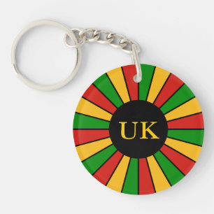 RASTAFARI FLAG BUTTON RAYS + Ihr Zeichen oder Mono Schlüsselanhänger