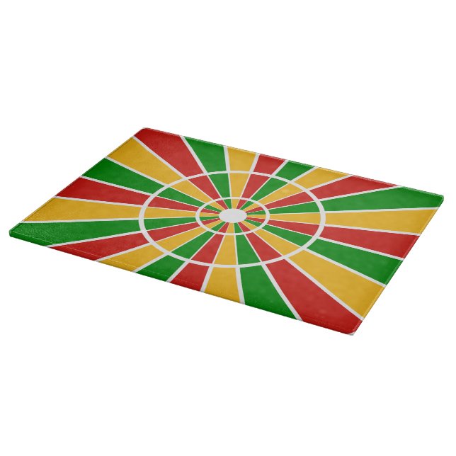 RASTAFARI FLAG BUTTON RAYS + Ihr Zeichen oder Mono Schneidebrett (Ecke)