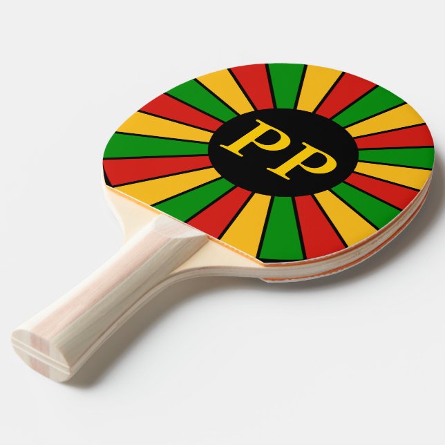 RASTAFARI FLAG BUTTON RAYS + Ihr Zeichen oder Mono Tischtennis Schläger (Vorderseite)