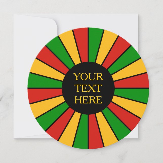 RASTAFARI FLAG BUTTON RAYS + Ihr Zeichen oder Text (Vorderseite)