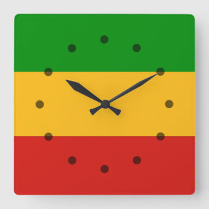 RASTAFARI FLAG COLORS + your ideas Quadratische Wanduhr