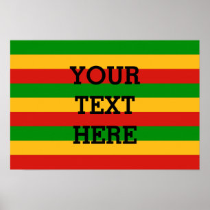 RASTAFARI FLAG FLAG FARBEN + Ihr Text Poster