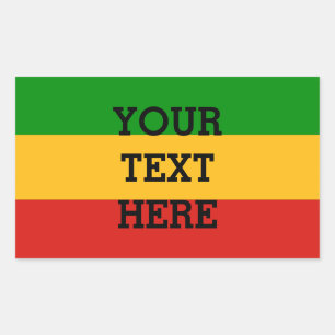 RASTAFARI FLAG FLAG FARBEN + Ihr Text Rechteckiger Aufkleber