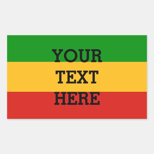 RASTAFARI FLAG FLAG FARBEN + Ihr Text Rechteckiger Aufkleber (Vorderseite)
