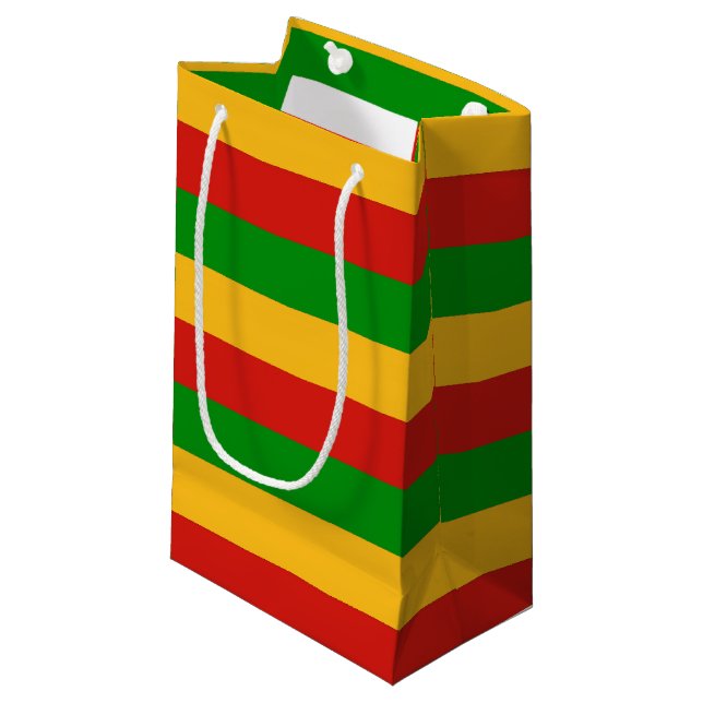 RASTAFARI FLAG FLAG FARBEN + Ihre Ideen Kleine Geschenktüte (Vorderseite Schrägansicht)