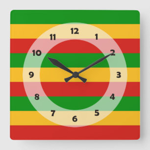 RASTAFARI FLAG FLAG FARBEN + Ihre Ideen Quadratische Wanduhr