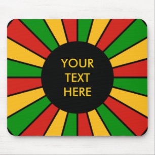 RASTAFARI-FLAGGE KNOPF STRAHLEN + dein Zeichen ode Mousepad