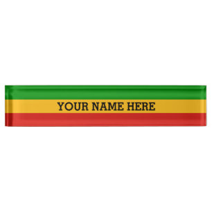 RASTAFARI FLAGGEN-FARBEN + Ihr Text Namensplakette
