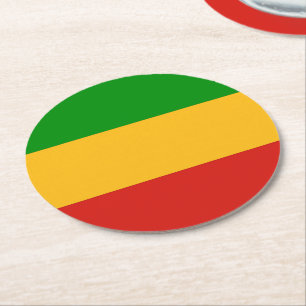 RASTAFARI FLAGGEN-FARBEN + Ihre Ideen Runder Pappuntersetzer
