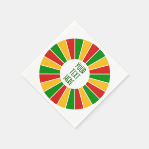 RASTAFARI FLAGGEN-KNOPF-STRAHLEN + Ihr Zeichen Serviette