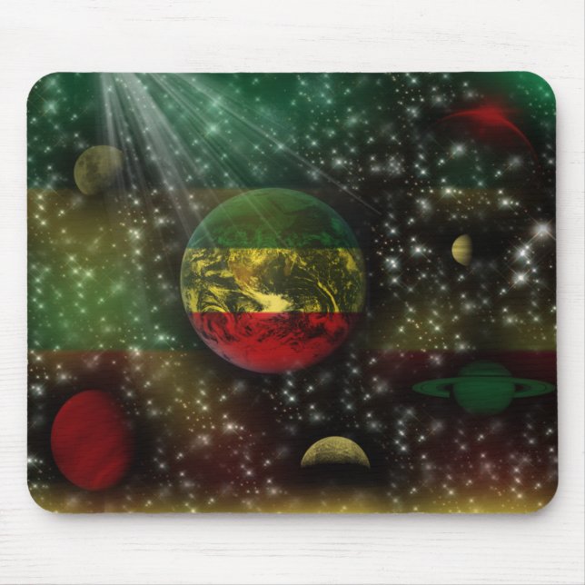 Rastafari Planeten-Weltraum Mousepad (Vorne)