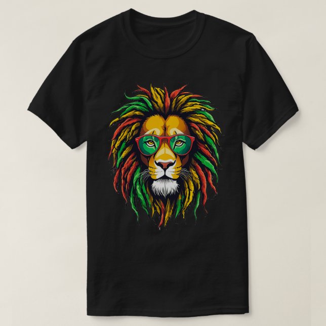 Rastafari Rasta Reggae Lion Sonnenbrille 2 T-Shirt (Design vorne)