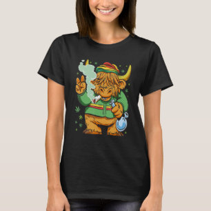 Rastafari Weed Rauchende Highland-Kuh Reggae Lusti T-Shirt