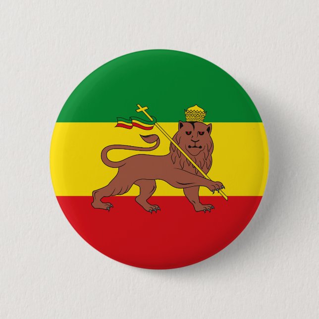 Rastafarian Flag Äthiopia Löwe von Judah Postcar Button (Vorderseite)