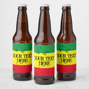 Rastafarian Flag grün-gelbe rote Reggae Streifen Bierflaschenetikett