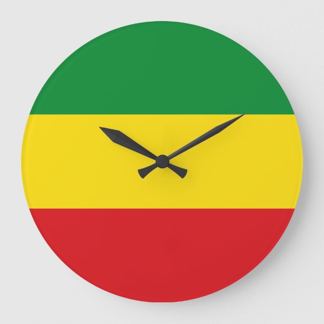 Rastafarian Flag Rasta Äthiopian Große Wanduhr (Vorderseite)