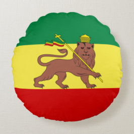 Rastafarian Flag (Rastafarianism) (Rasta) Rundes Kissen