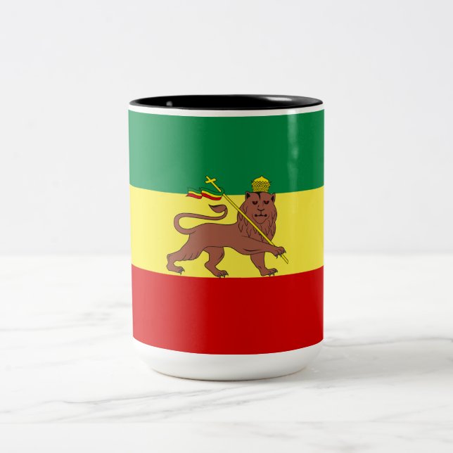 Rastafarian Flag (Rastafarianism) (Rasta) Zweifarbige Tasse (Mittel)
