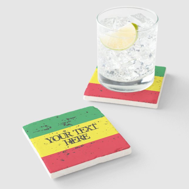 Rastafarian Flag Reggae Musik grün gelb rot bev Steinuntersetzer (Seitenansicht)