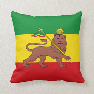 Rastafarian Flagge von Äthiopien-Löwe von Judah Kissen
