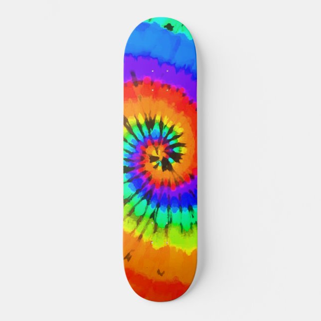 Rastafarian Neon Colored Gefärbte Krawatte Spiral Skateboard (Vorderseite)