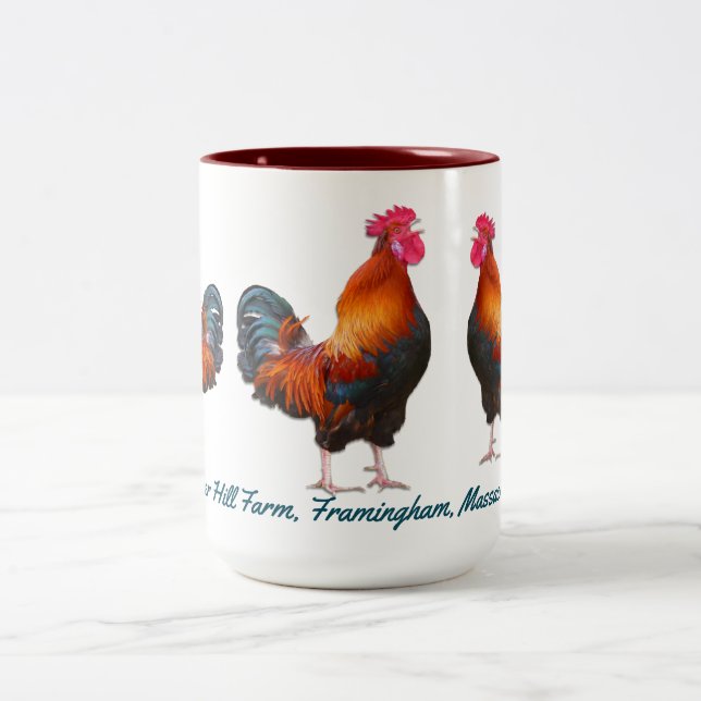 Raster Farm mit benutzerdefiniertem Aquamarinen Te Zweifarbige Tasse (Mittel)