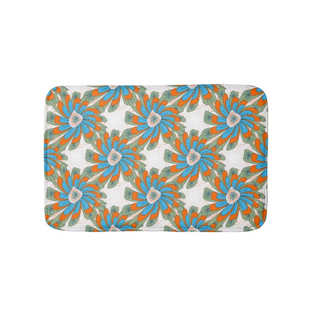 Raster Floral Abstrakt Textil Print Badematte (Vorderseite)