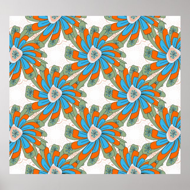 Raster Floral Abstrakt Textil Print Poster (Vorne)