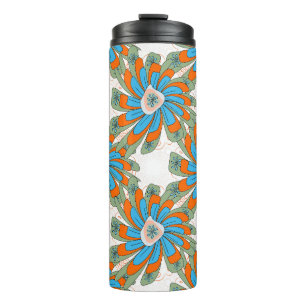 Raster Floral Abstrakt Textil Print Thermosbecher