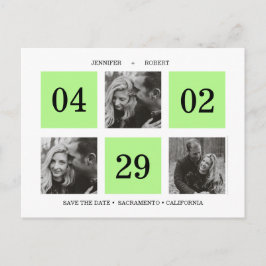 Rasterkollage | Neon Green | SAVE THE DATE Ankündigungspostkarte