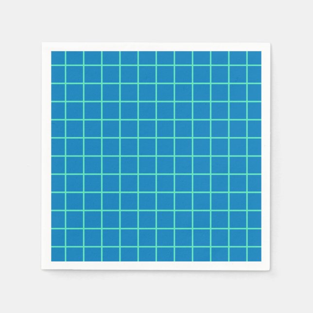 Rastermuster in Blau und Mintgrün Serviette (Vorderseite)