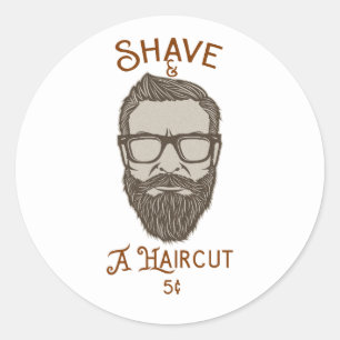 Rasur & Haar Schnitt Retro-Barbier-Shop-Grafiktyp Runder Aufkleber